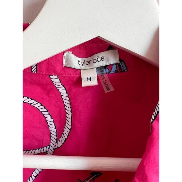 Tyler Boe Cotton Sailboat Shell Rope Pink Button Down Top Size M - Picture 6 of 11